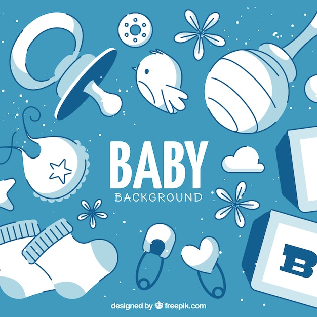 Baby elements background in hand drawn style