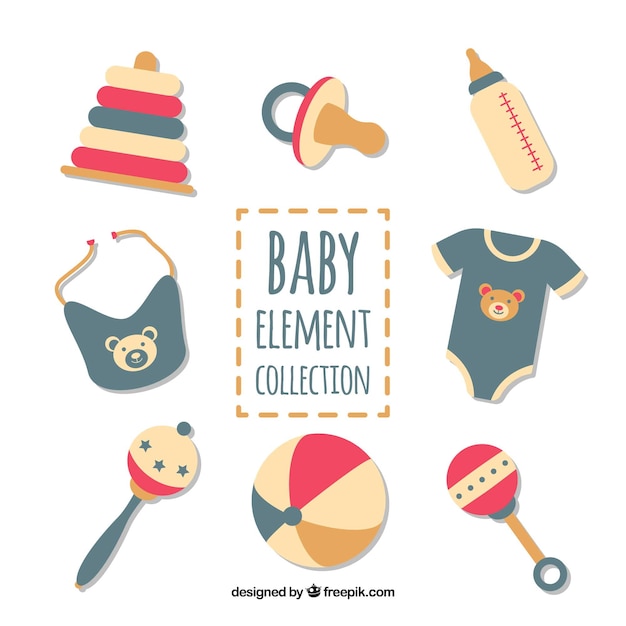 Free vector baby elements collection in flat style