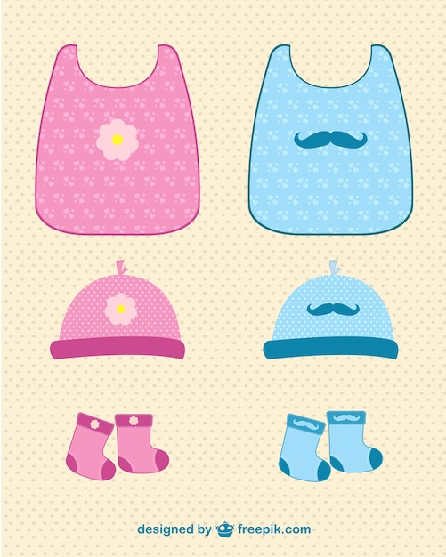 Free Vector baby girl and boy clothes set