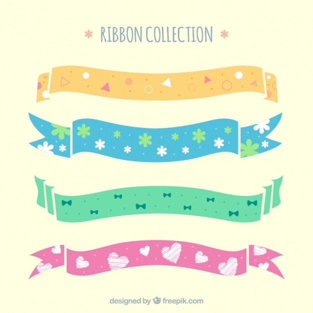 Free Vector baby ribbons with beautiful designs