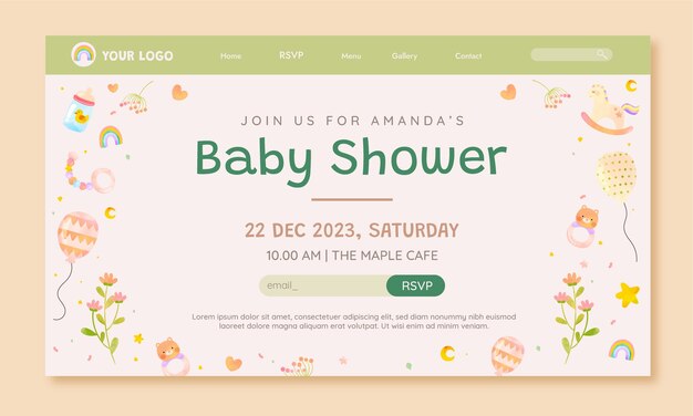 Free Vector baby shower template design