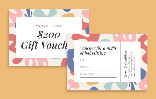 Babysitting  gift certificate template design