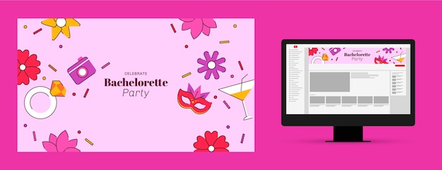 Free vector bachelorette party youtube channel art template