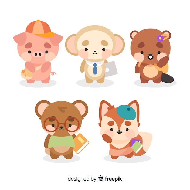 Free vector back to school animal collection