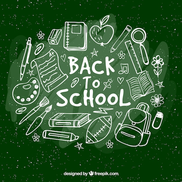 Back to school background in chalk style