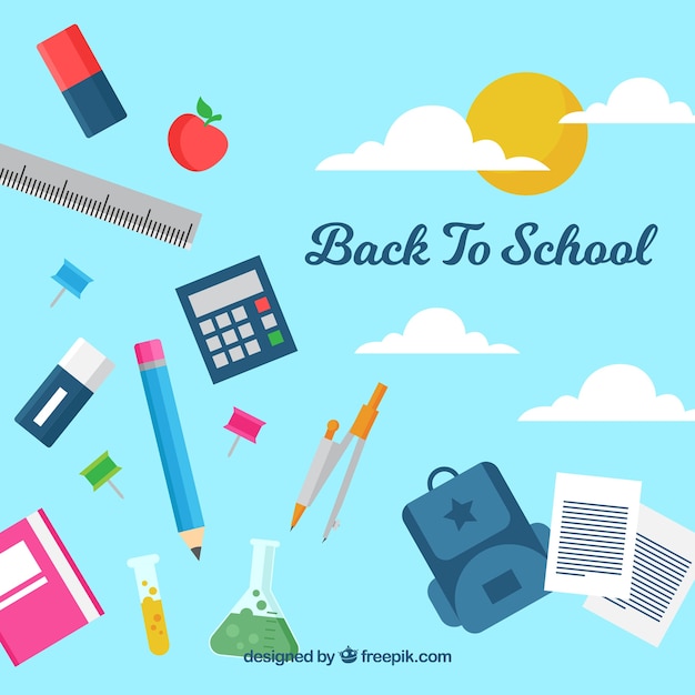 Back to school background with flat elements