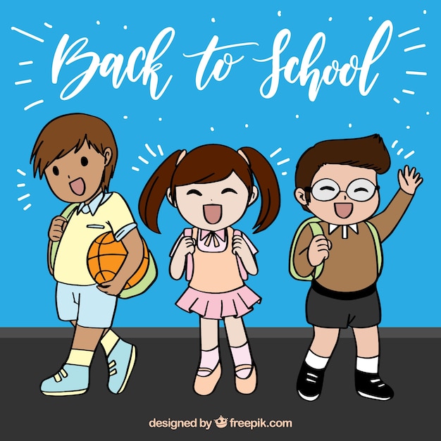 Free Vector back to school background with happy children