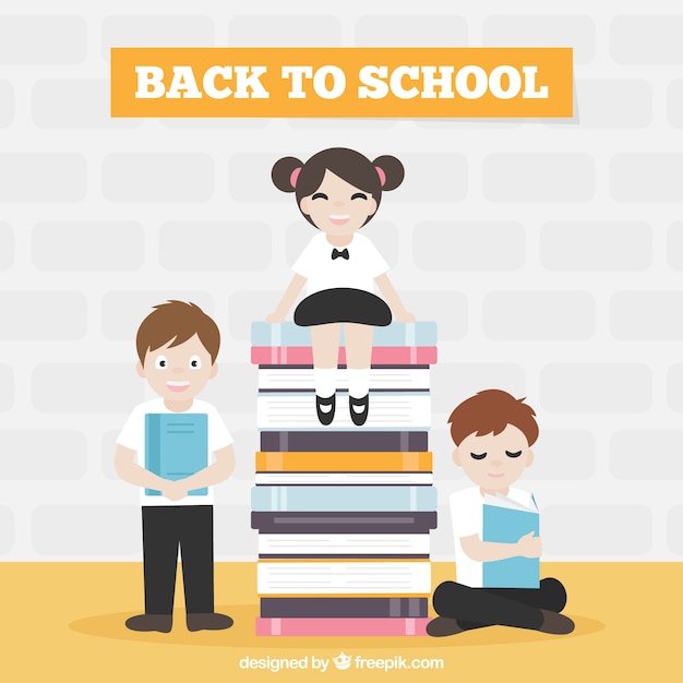 Free Vector back to school background with kids