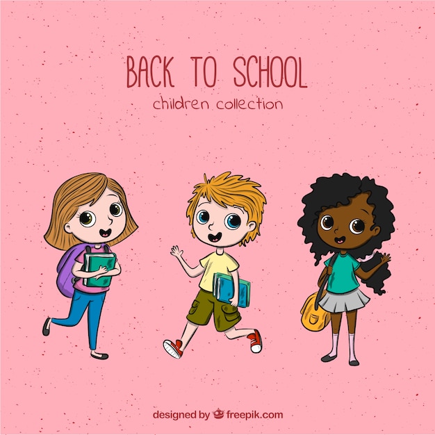 Free Vector back to school background with kids