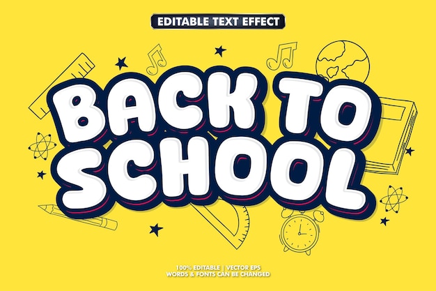 Free Vector back to school editable text effect back to school banner template