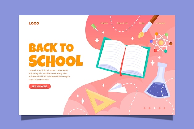 Free Vector back to school home page template