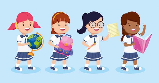 Free Vector back to school kids