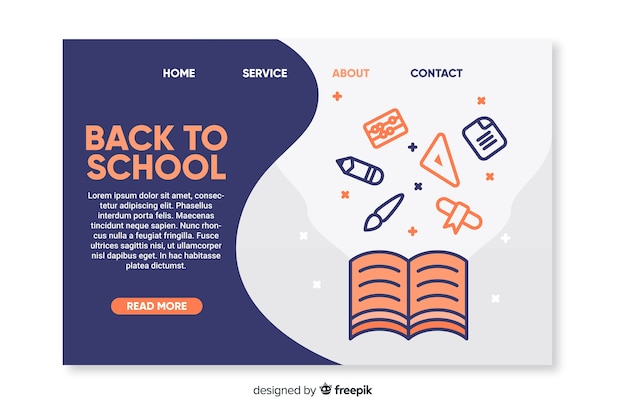 Free vector back to school landing page template