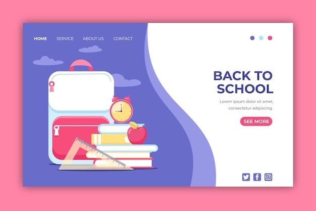 Free Vector back to school landing page template