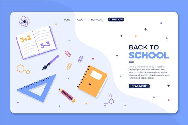 Free vector back to school landing page template