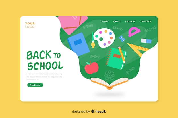 Free Vector back to school landing page