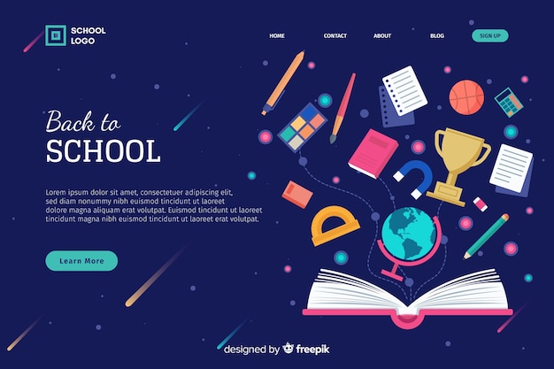 Free vector back to school landing page