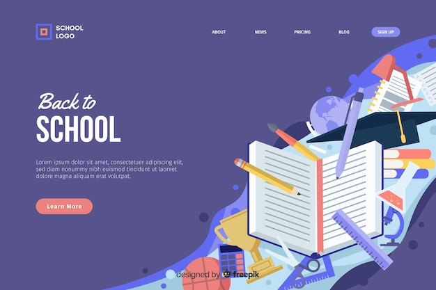 Free vector back to school landing page