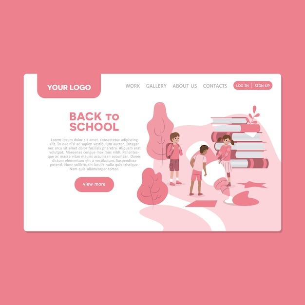 Free Vector back to school landing page