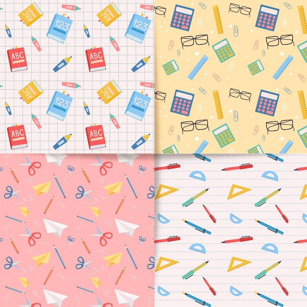 Free Vector back to school pattern collection