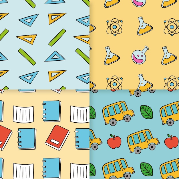 Free Vector back to school pattern set