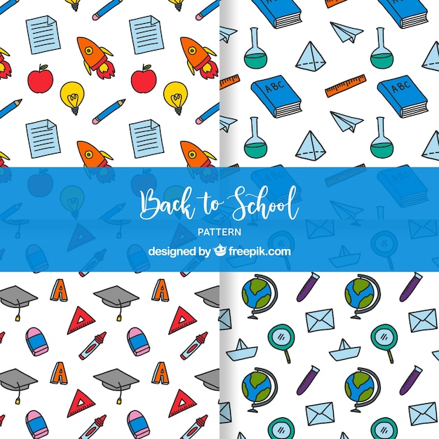 Free Vector back to school patterns collection