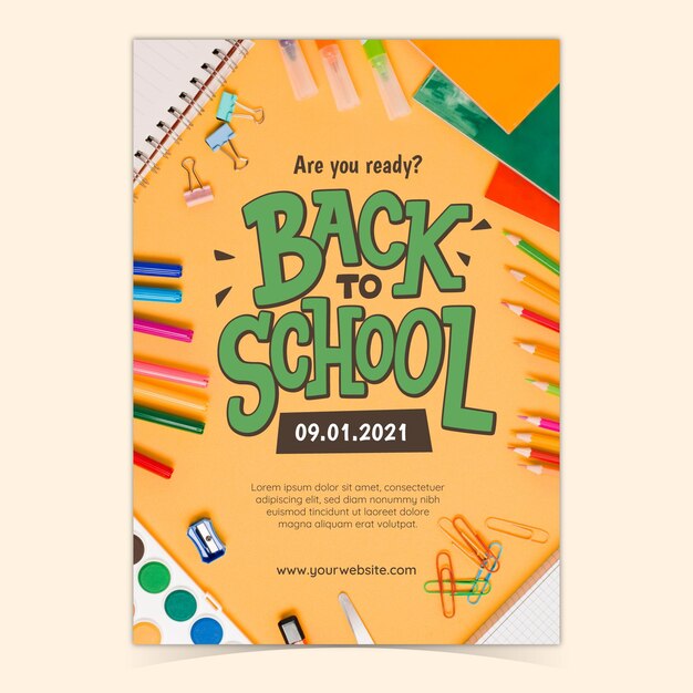 Back to school vertical poster template with photo