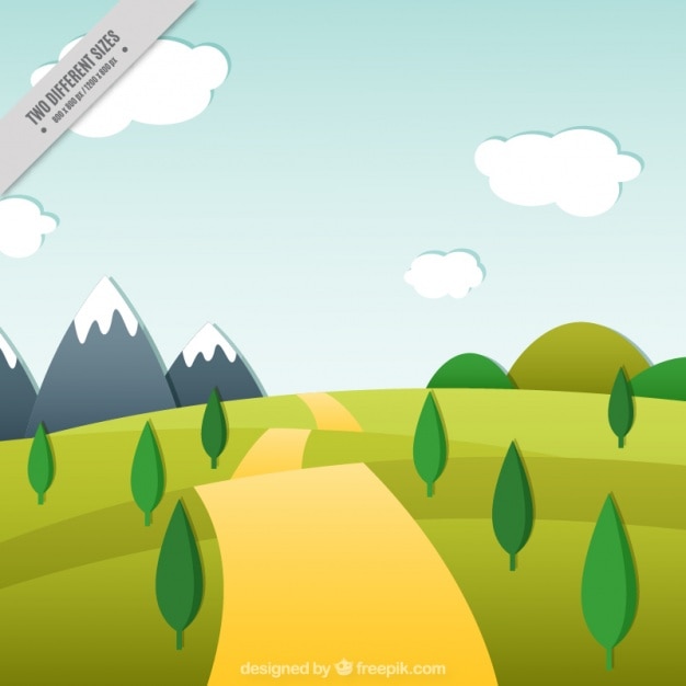 Free Vector background about a landscape with a path  