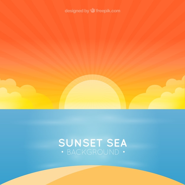 Free Vector background of beautiful beach at sunset