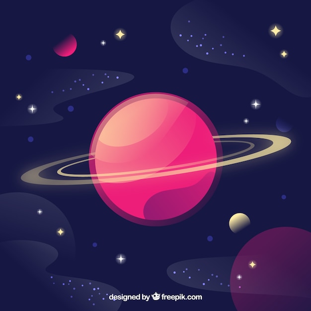 Free Vector background of beautiful planet and stars