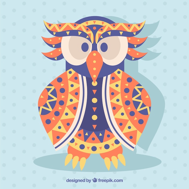 Free Vector background of ethnic cute owl in flat design