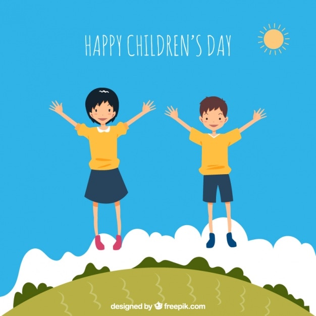 Free Vector background of happy kids jumping