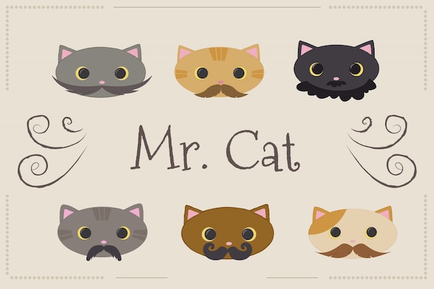 Free Vector background of kittens with mustache