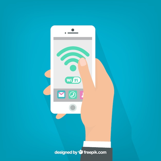 Free Vector background of man with mobile and wifi 