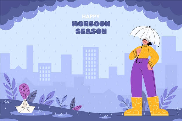 Free vector background for monsoon season