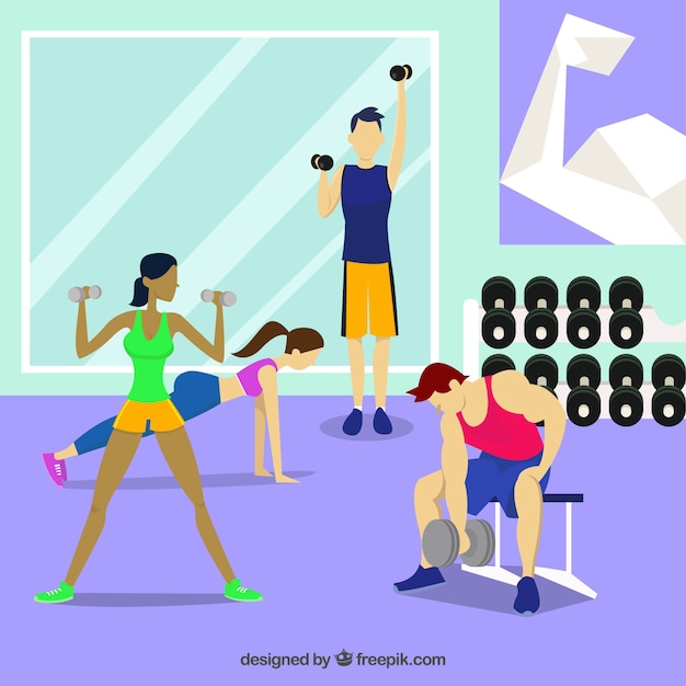 Free vector background of people training to get healthy