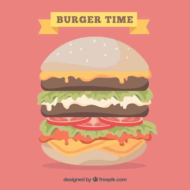 Free Vector background of tasty burger with cheese