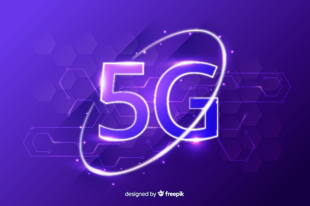 Free Vector background with 5g concept violet