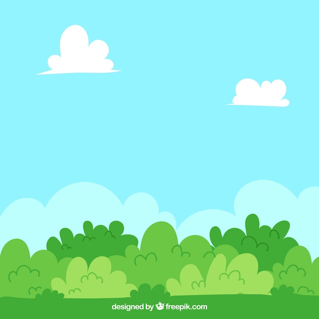 Free vector background with bushes in green tones