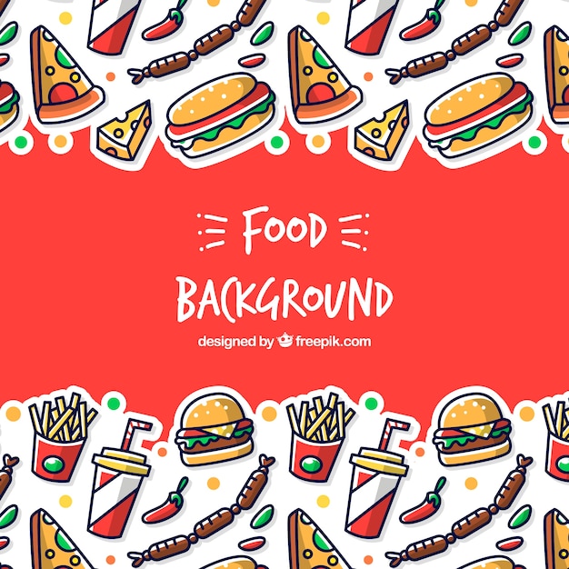 Free Vector background with different fast food