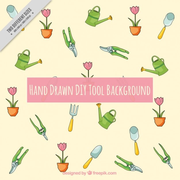 Free Vector background with gardening tools 