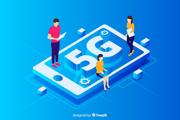 Free Vector background with isometric 5g concept