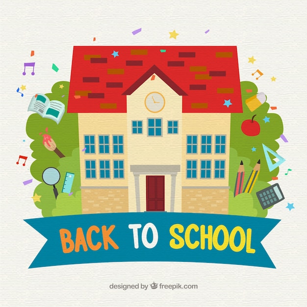 Free vector background with school and elements