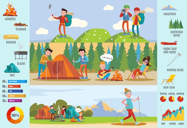 Free Vector backpacking and hiking composition