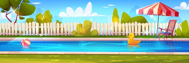 Free Vector backyard swimming pool on summer day