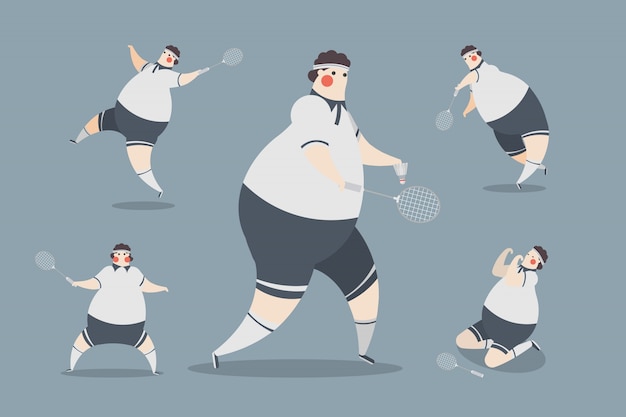 Free Vector badminton men character design