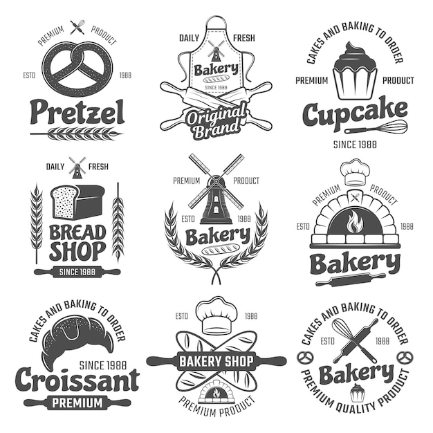 Bakery Black White Emblems