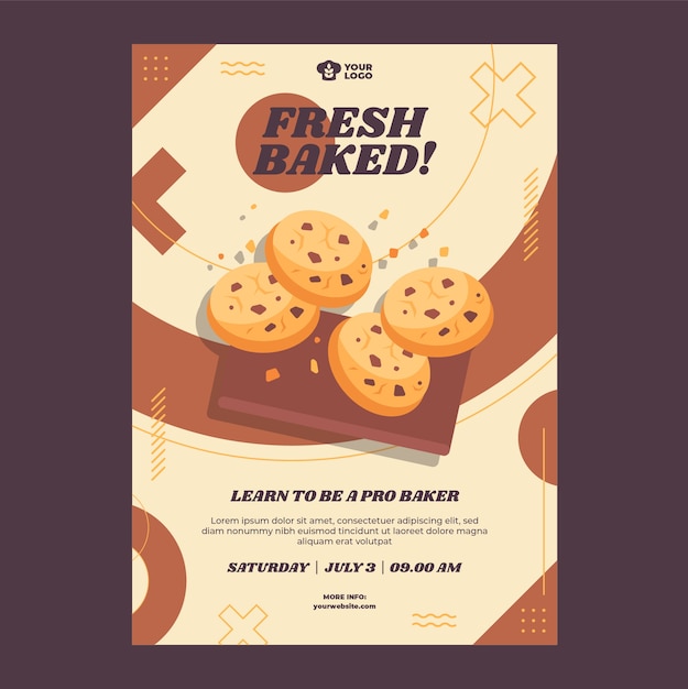 Free Vector bakery flat minimal poster