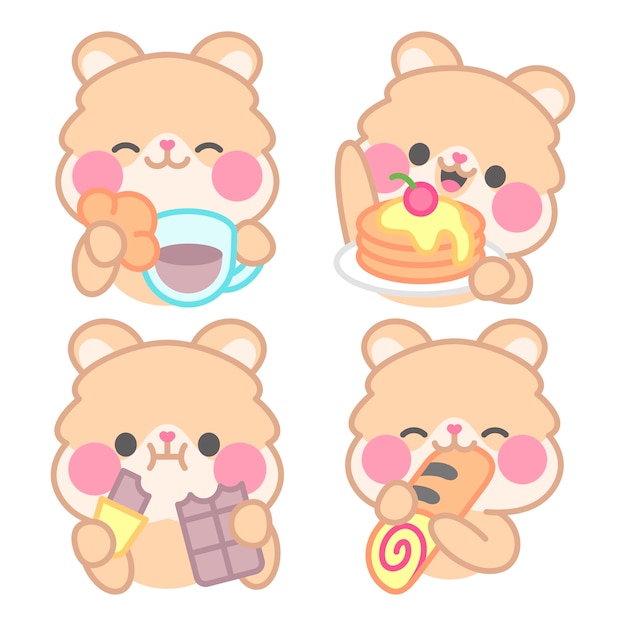 Bakery and sweets stickers collection with kimchi the hamster