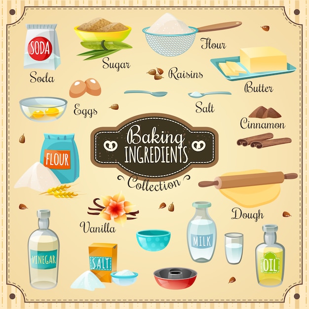 Free Vector baking ingredients set 